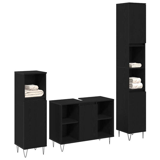 Badezimmer Möbel Set 3 pcs Schwarze Eiche 30 x 30 x 180 cm