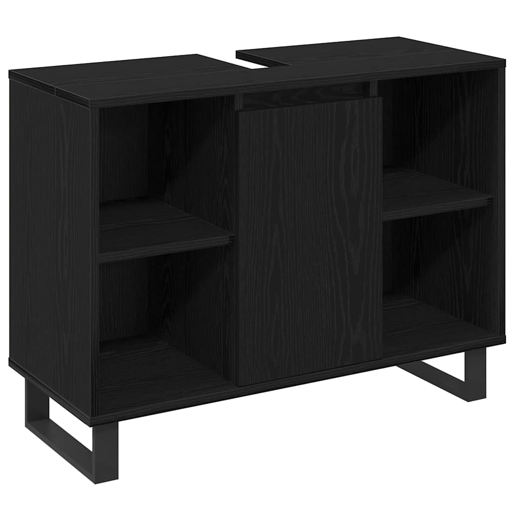 Badezimmermöbel Set mit Speicher 3 pcs Schwarz 30 x 30 x 180 cm