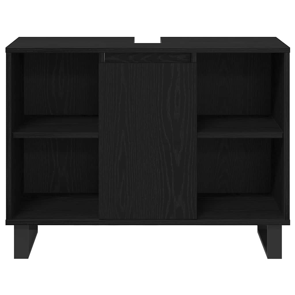 Badezimmermöbel Set mit Speicher 3 pcs Schwarz 30 x 30 x 180 cm