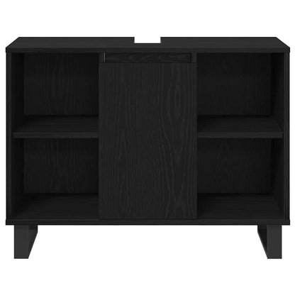Badezimmermöbel Set mit Speicher 3 pcs Schwarz 30 x 30 x 180 cm