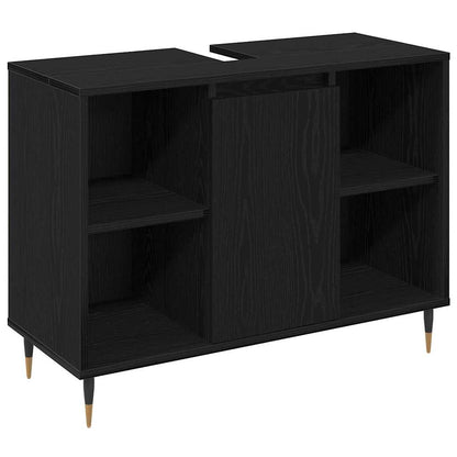 Badezimmermöbel Set 3 pcs Schwarz Eichen-Optik 30 x 30 x 180 cm