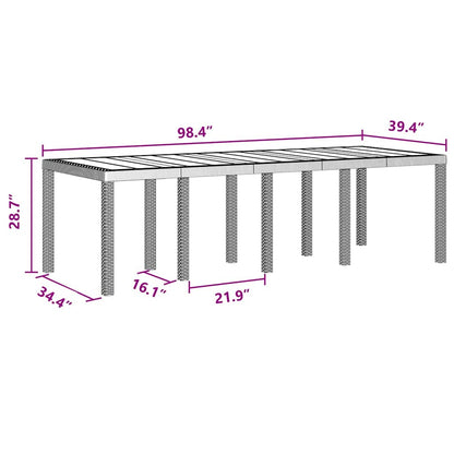 Gartentisch Braun 250 x 100 x 73 cm Poly-Rattan