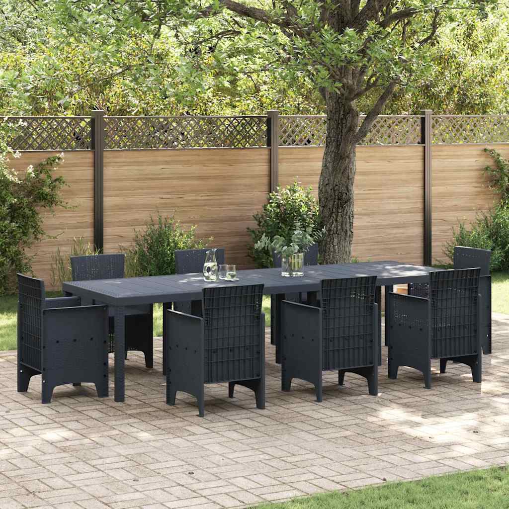 Garten-Esstisch Anthrazit 300 x 100 x 73 cm Poly-Rattan