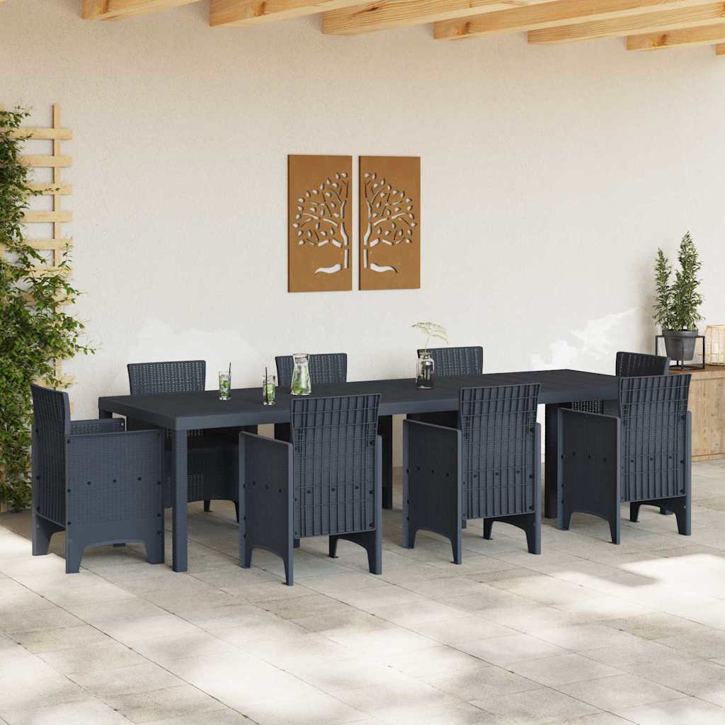 Garten-Esstisch Anthrazit 300 x 100 x 73 cm Poly-Rattan
