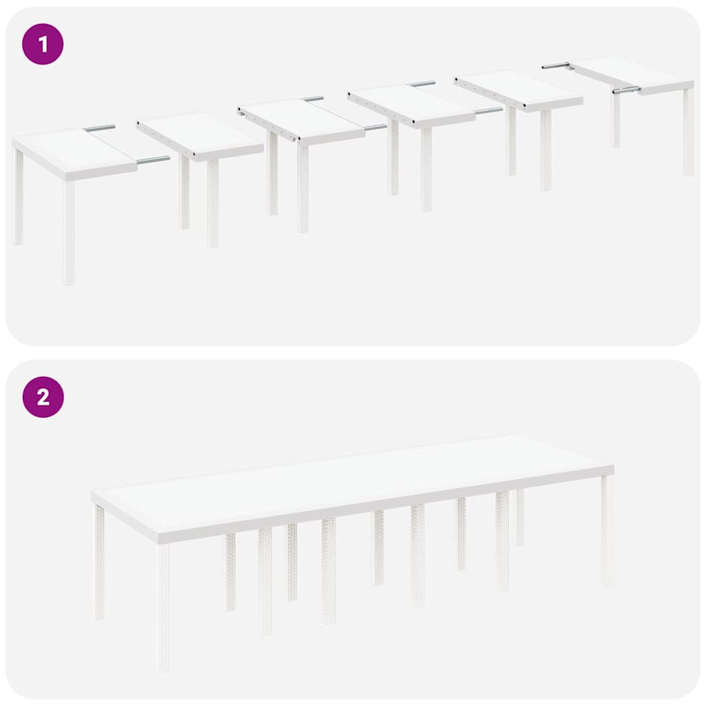 Gartentisch Weiß 300 x 100 x 73 cm Poly-Rattan