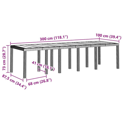Gartentisch Hellgrau 300 x 100 x 73 cm Poly-Rattan