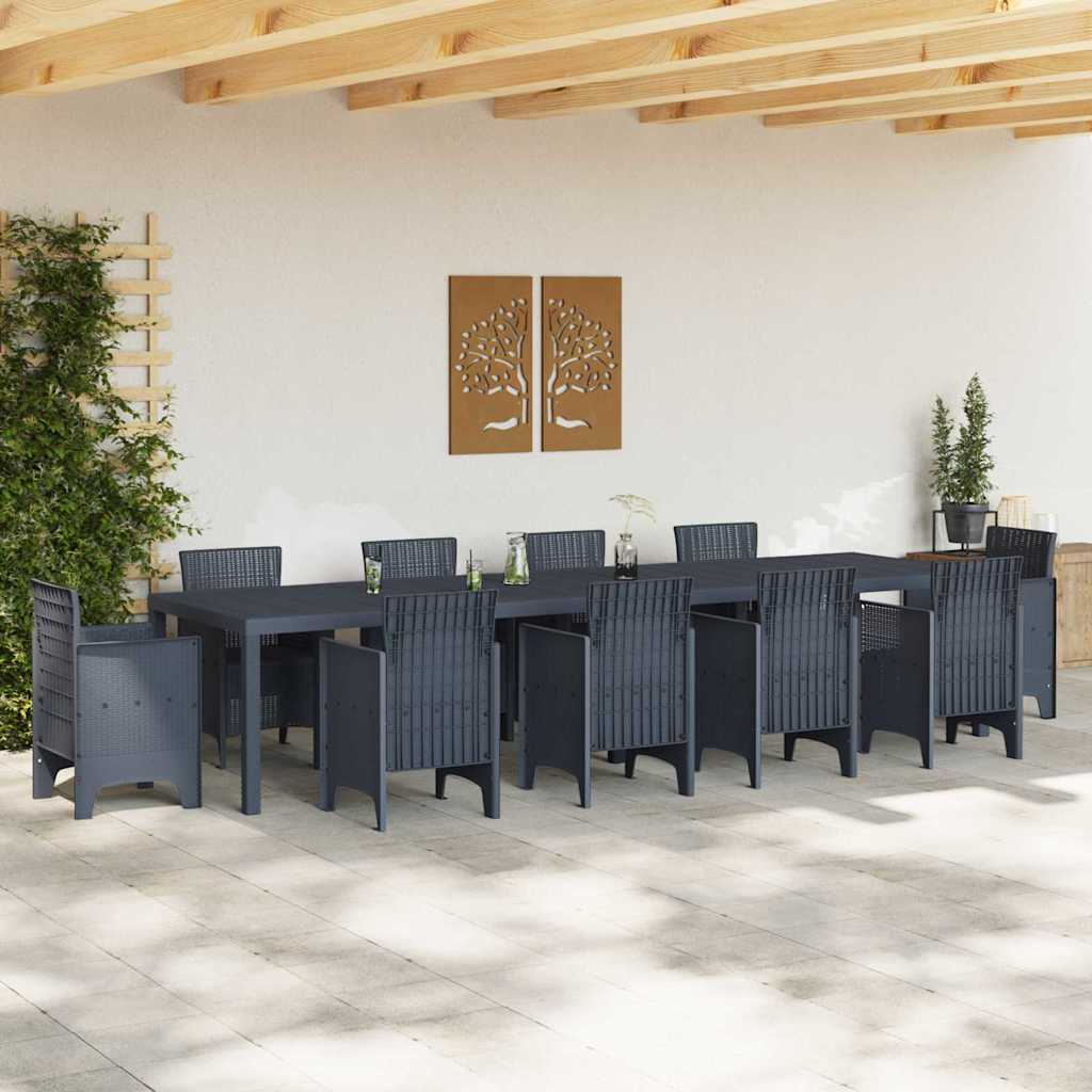 Gartentisch Anthrazit 350 x 100 x 73 cm Poly-Rattan