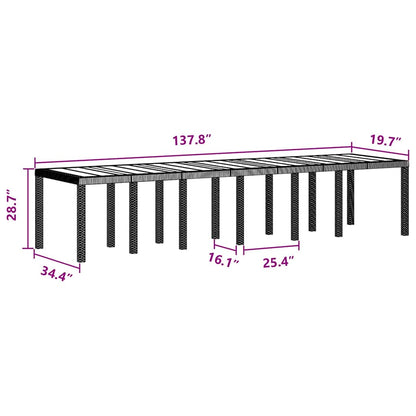 Gartentisch Anthrazit 350 x 100 x 73 cm Poly-Rattan