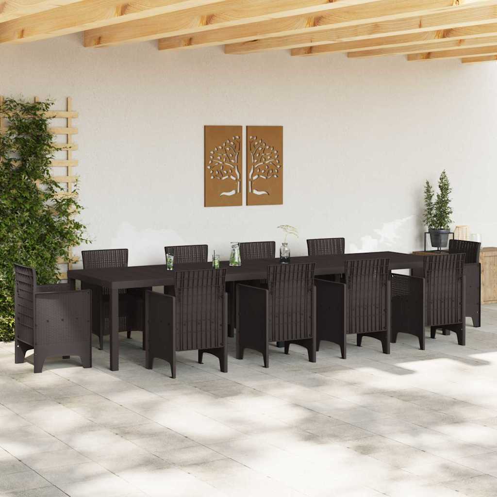 Garten-Esstisch Braun 350 x 100 x 73 cm Poly-Rattan