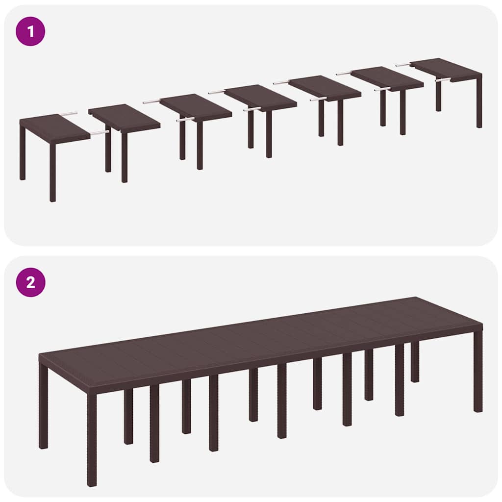 Garten-Esstisch Braun 350 x 100 x 73 cm Poly-Rattan