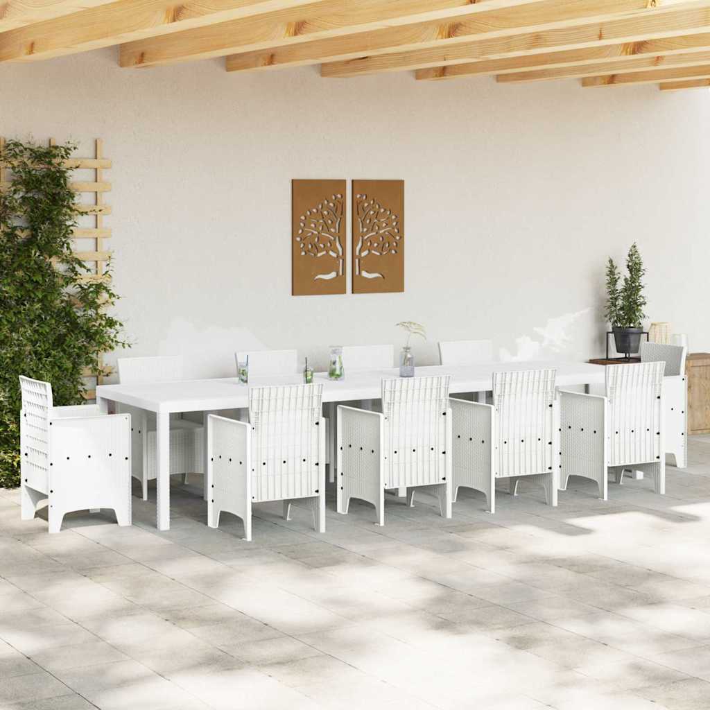 Gartentisch Weiß 350 x 100 x 73 cm Poly-Rattan