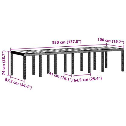 Gartentisch Weiß 350 x 100 x 73 cm Poly-Rattan