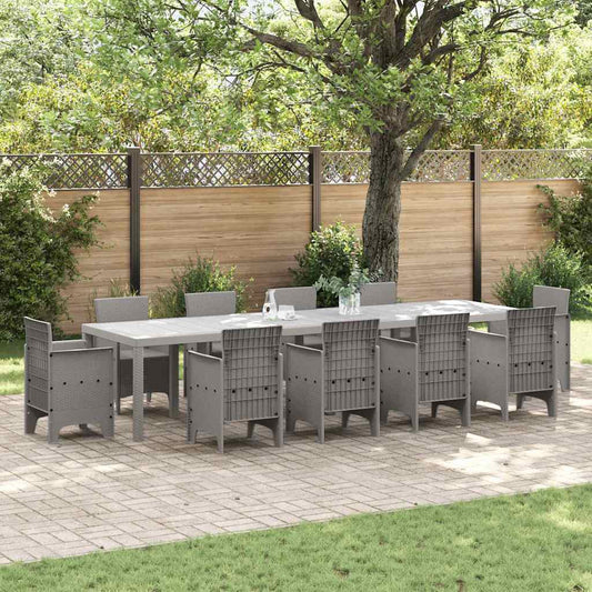 Gartentisch Hellgrau 350 x 100 x 73 cm Poly-Rattan