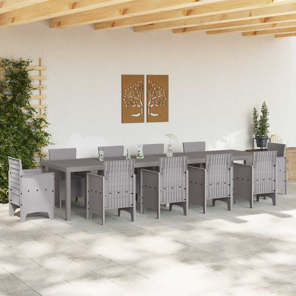Gartentisch Hellgrau 350 x 100 x 73 cm Poly-Rattan