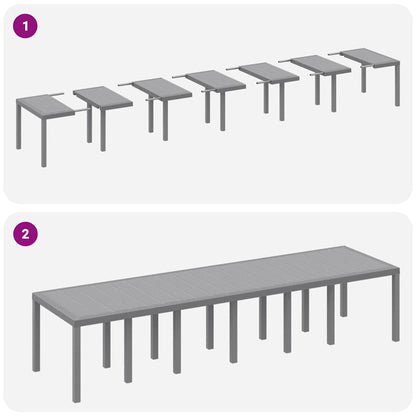 Gartentisch Hellgrau 350 x 100 x 73 cm Poly-Rattan