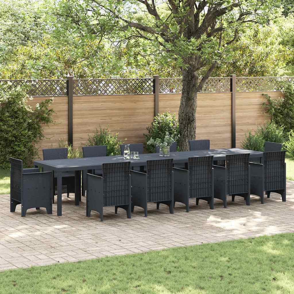 Garten-Esstisch Anthrazit 400 x 100 x 73 cm Poly-Rattan