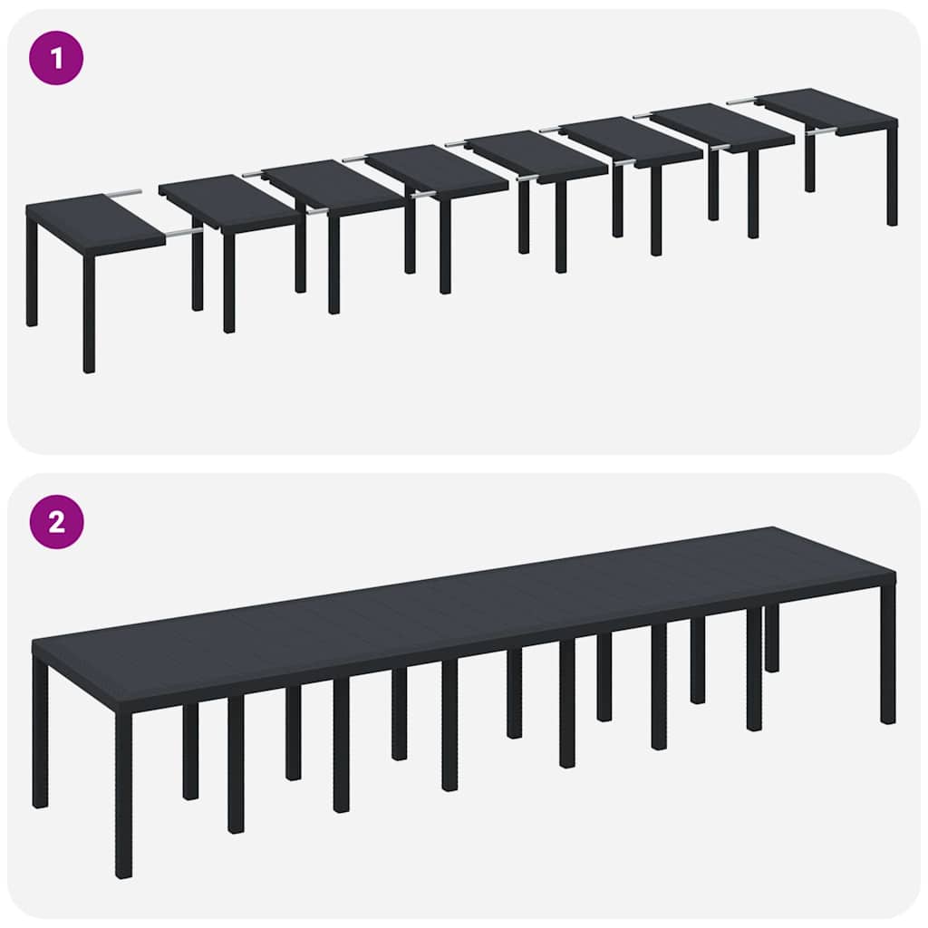Gartentisch Anthrazit 400 x 100 x 73 cm Poly-Rattan