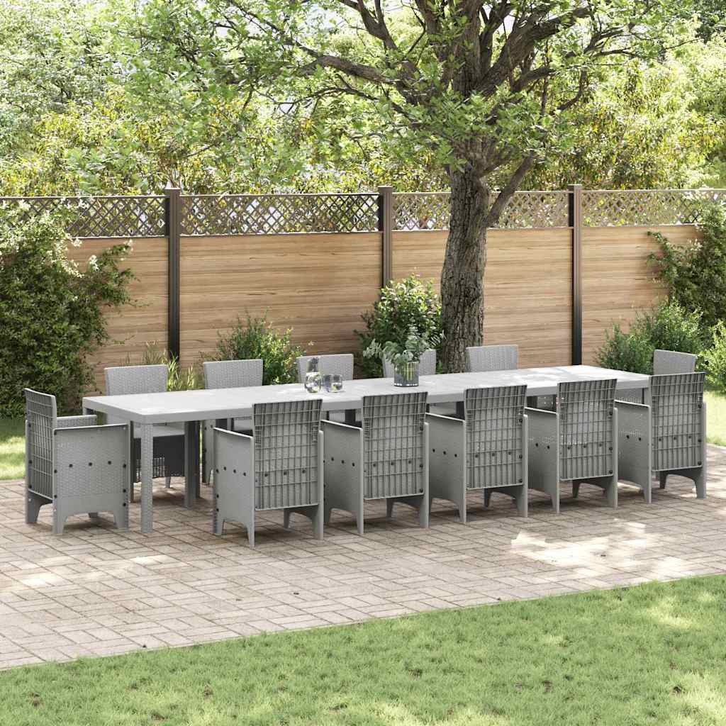 Gartentisch Hellgrau 400 x 100 x 73 cm Poly-Rattan