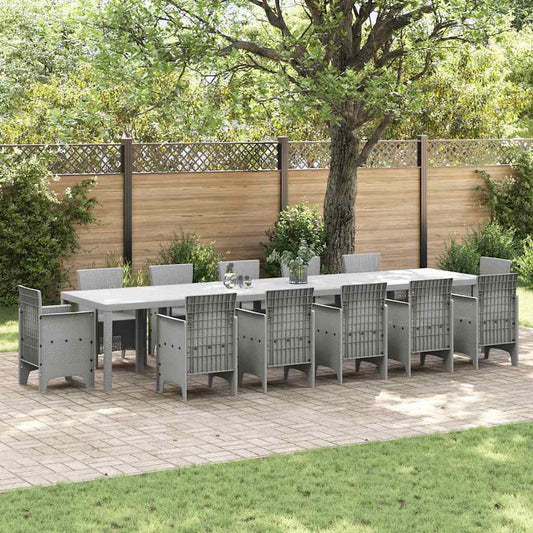 Gartentisch Hellgrau 400 x 100 x 73 cm Poly-Rattan