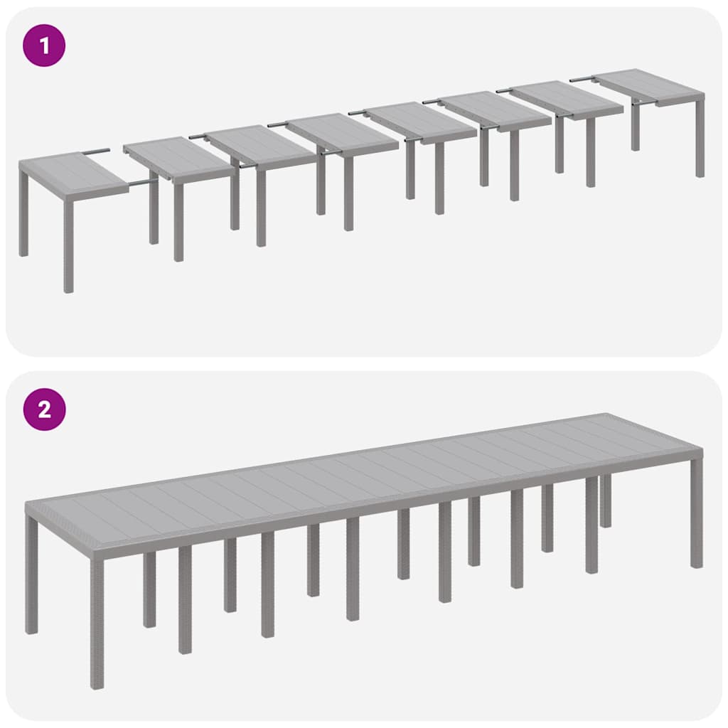 Gartentisch Hellgrau 400 x 100 x 73 cm Poly-Rattan