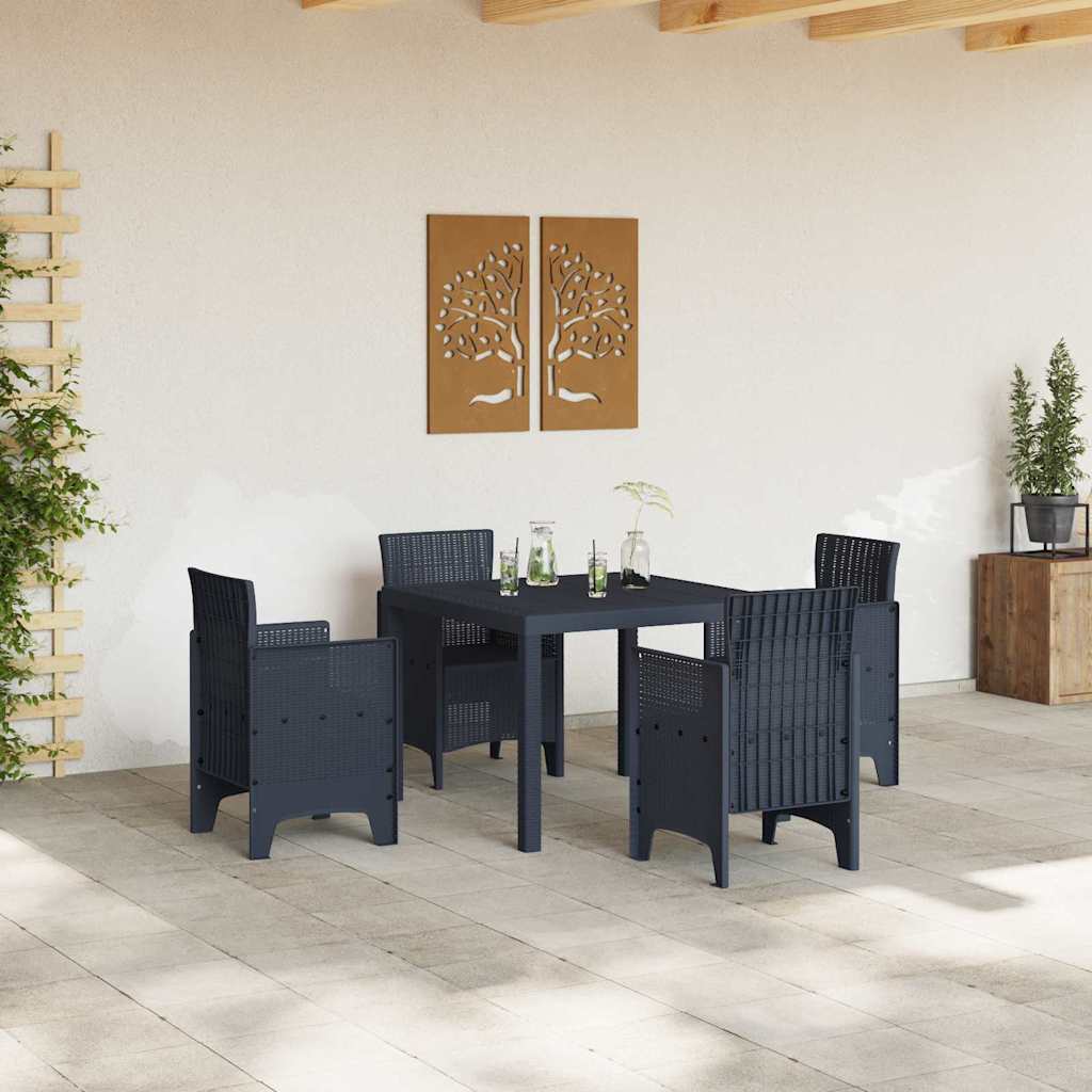 Garten Essgruppe 5 pcs Anthrazit Polt Rattan