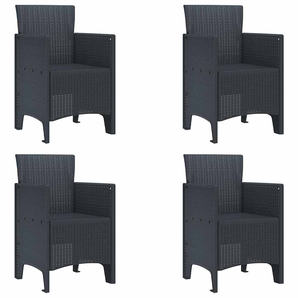 Garten Essgruppe 5 pcs Anthrazit Polt Rattan