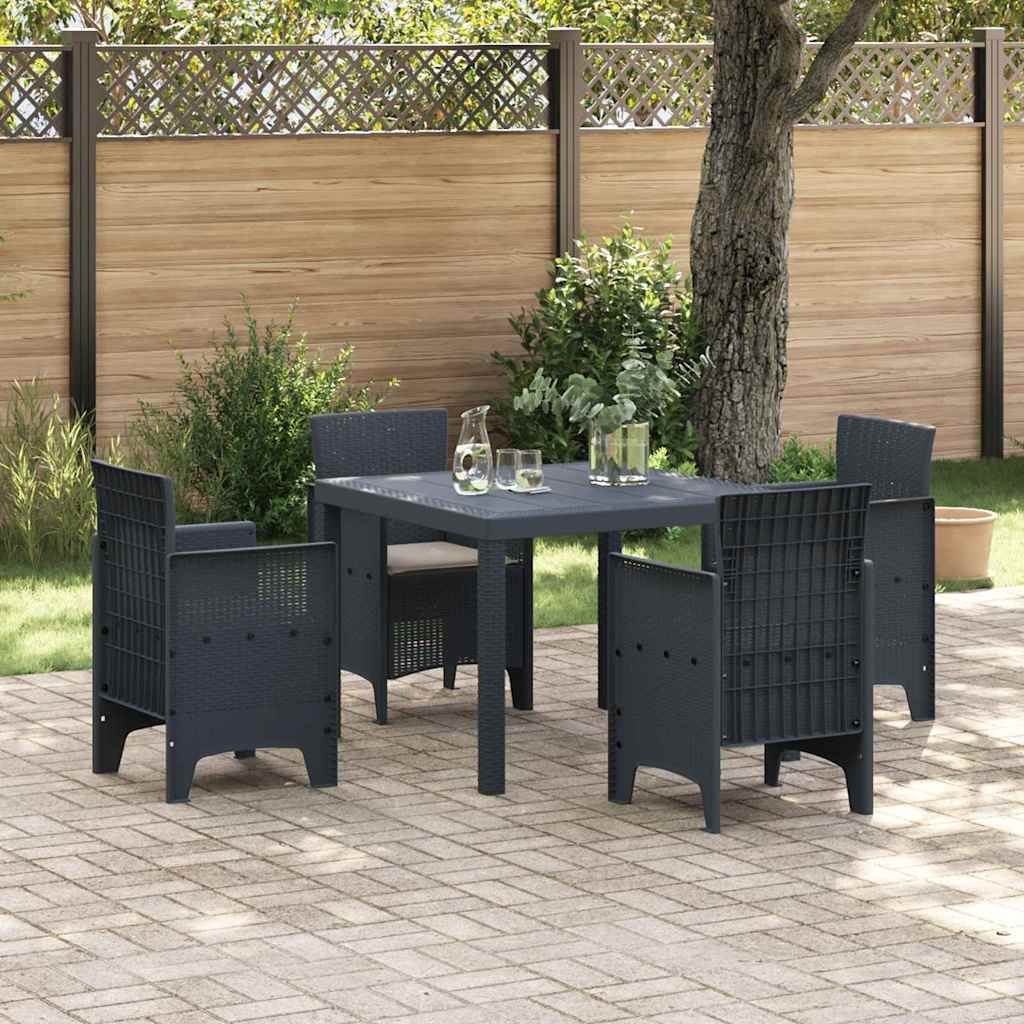 Garten Essgruppe 5 pcs Anthrazit Polt Rattan