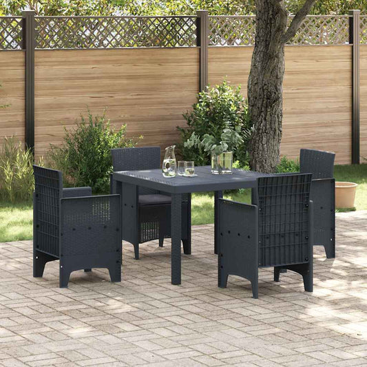 Garten Essgruppe 5 pcs Anthrazit Polt Rattan