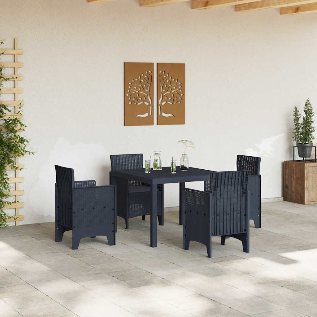 Garten Essgruppe 5 pcs Anthrazit Polt Rattan