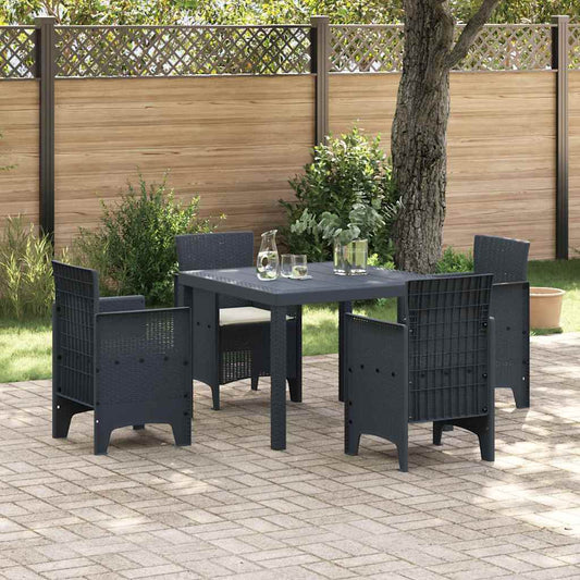 Garten Essgruppe 5 pcs Anthrazit Polt Rattan