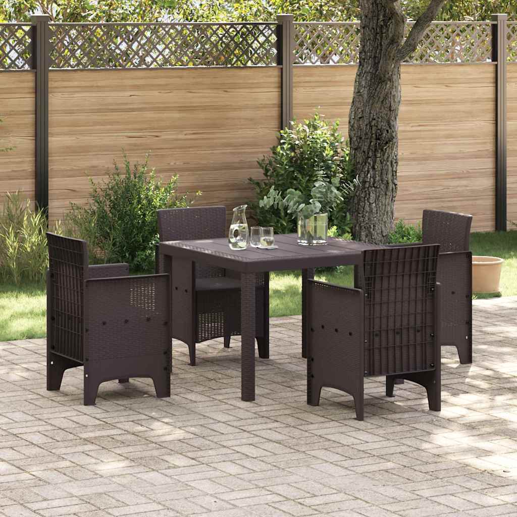 Garten Essgruppe 5 pcs Braun Polt Rattan