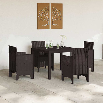 Garten Essgruppe 5 pcs Braun Polt Rattan