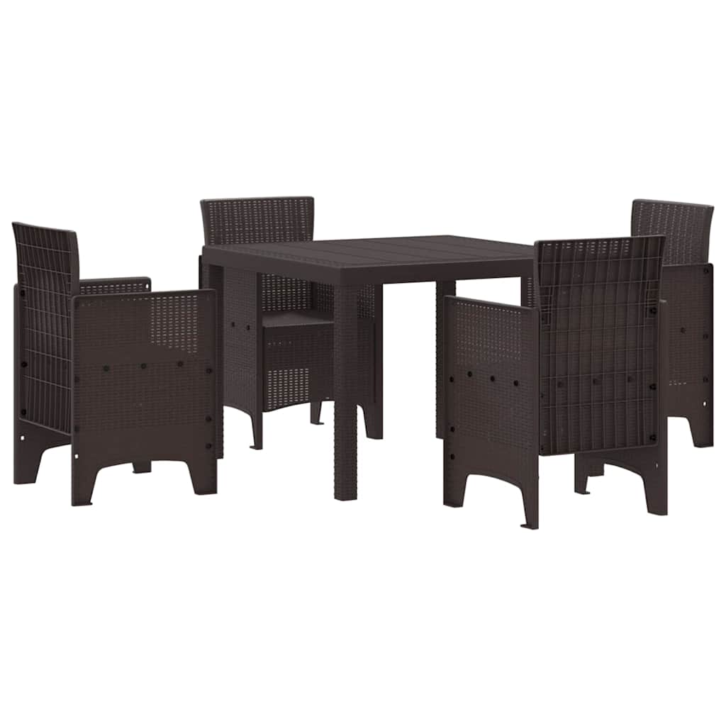 Garten Essgruppe 5 pcs Braun Polt Rattan