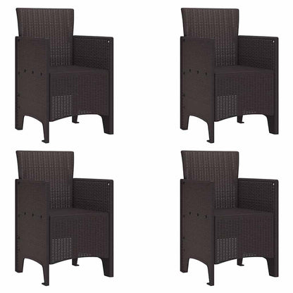 Garten Essgruppe 5 pcs Braun Polt Rattan