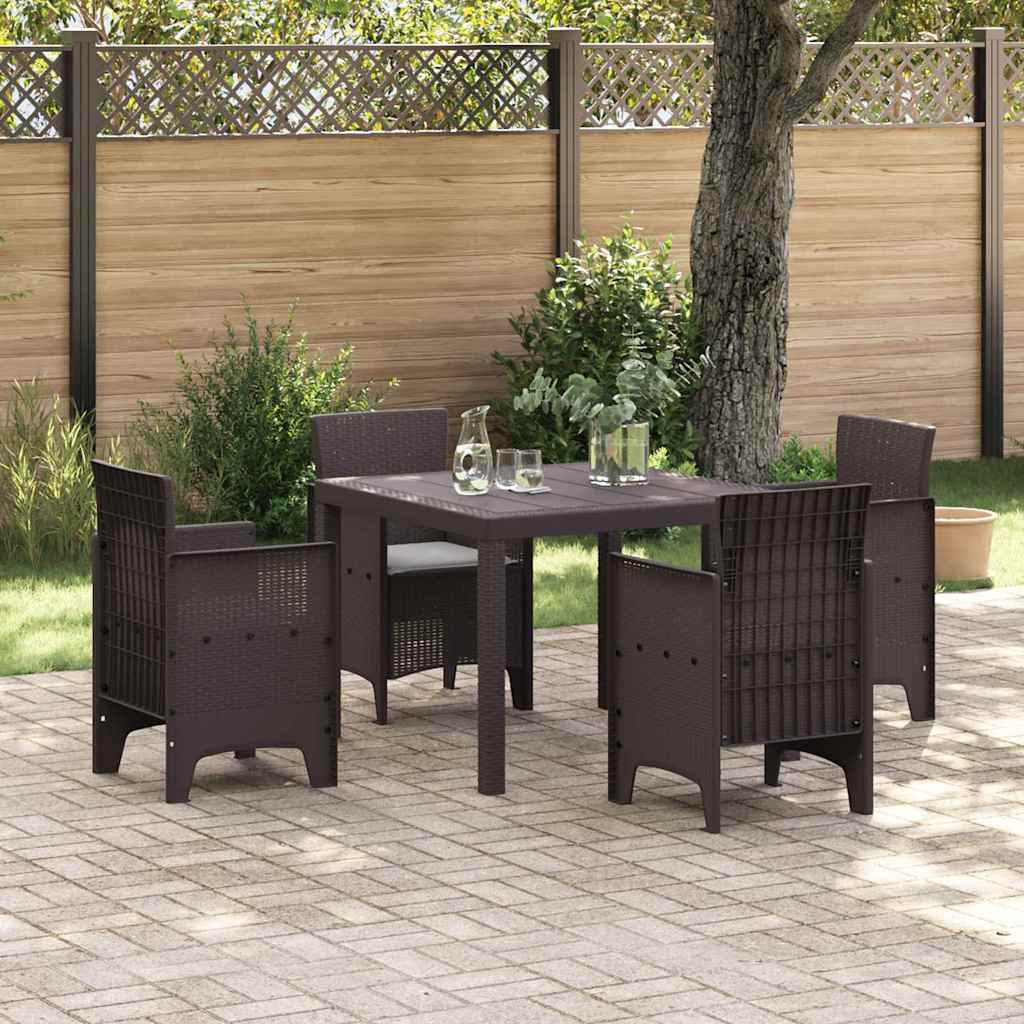 Garten Essgruppe 5 pcs Braun Polt Rattan