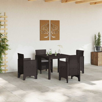 Garten Essgruppe 5 pcs Braun Polt Rattan