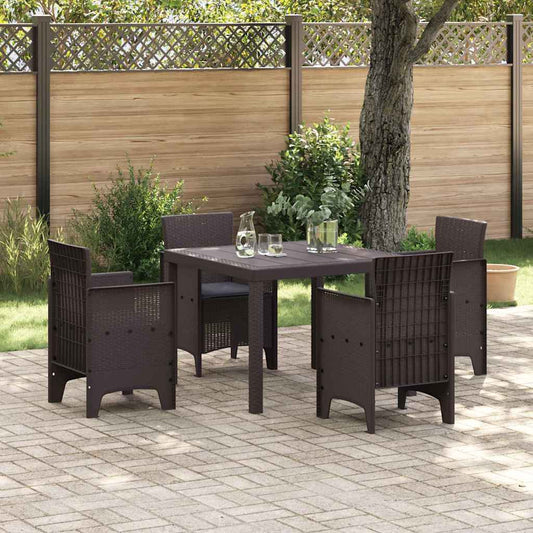 Garten Essgruppe 5 pcs Braun Polt Rattan