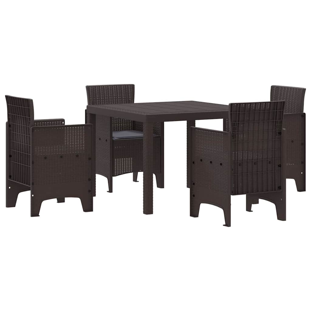 Garten Essgruppe 5 pcs Braun Polt Rattan
