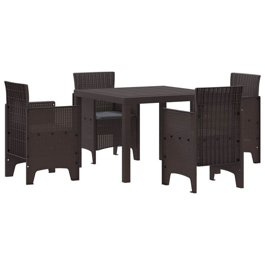 Garten Essgruppe 5 pcs Braun Polt Rattan