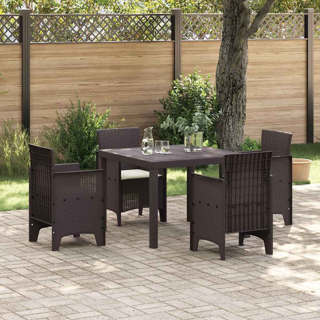 Garten Essgruppe 5 pcs Braun Polt Rattan