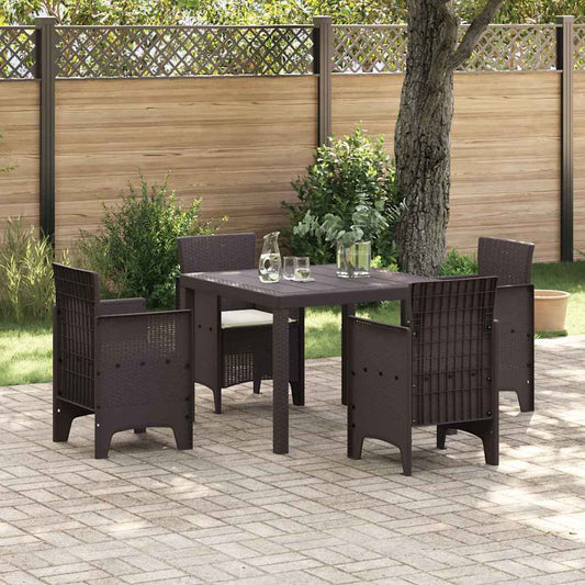 Garten Essgruppe 5 pcs Braun Polt Rattan