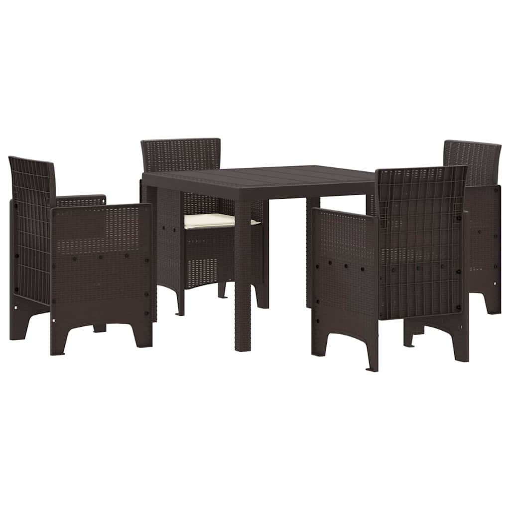Garten Essgruppe 5 pcs Braun Polt Rattan