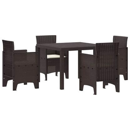 Garten Essgruppe 5 pcs Braun Polt Rattan