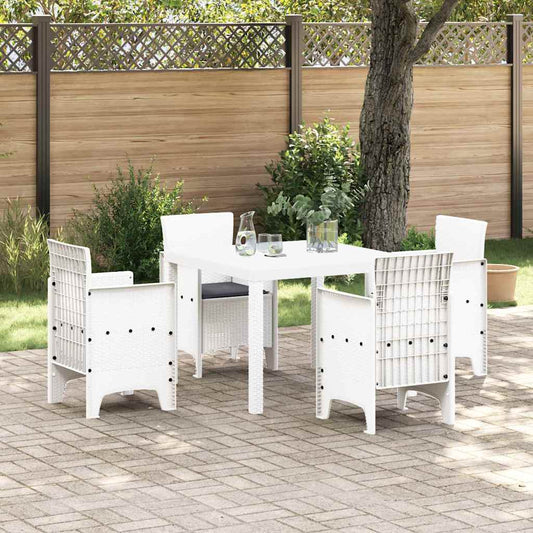Garten Essgruppe 5 pcs Weiß Polt Rattan