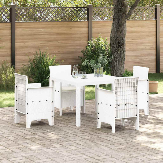 Garten Essgruppe 5 pcs Weiß Polt Rattan