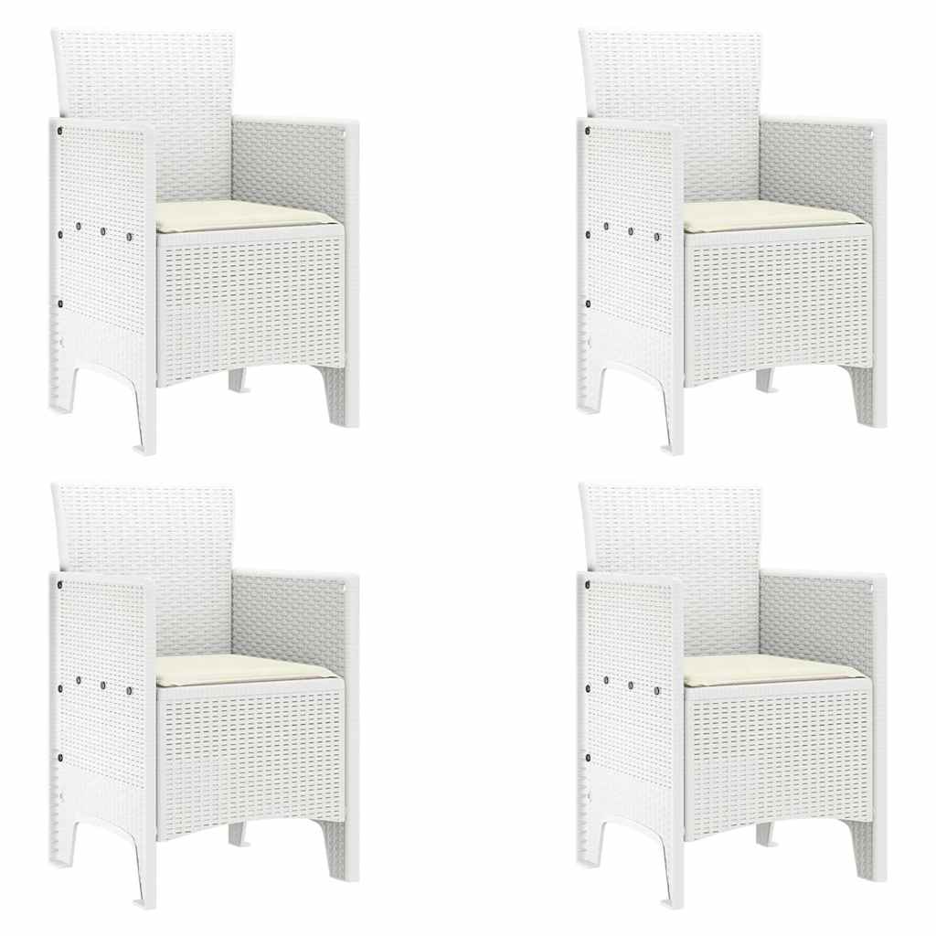 Garten Essgruppe 5 pcs Weiß Polt Rattan