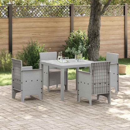 Garten Essgruppe 5 pcs Hellgrau Polt Rattan