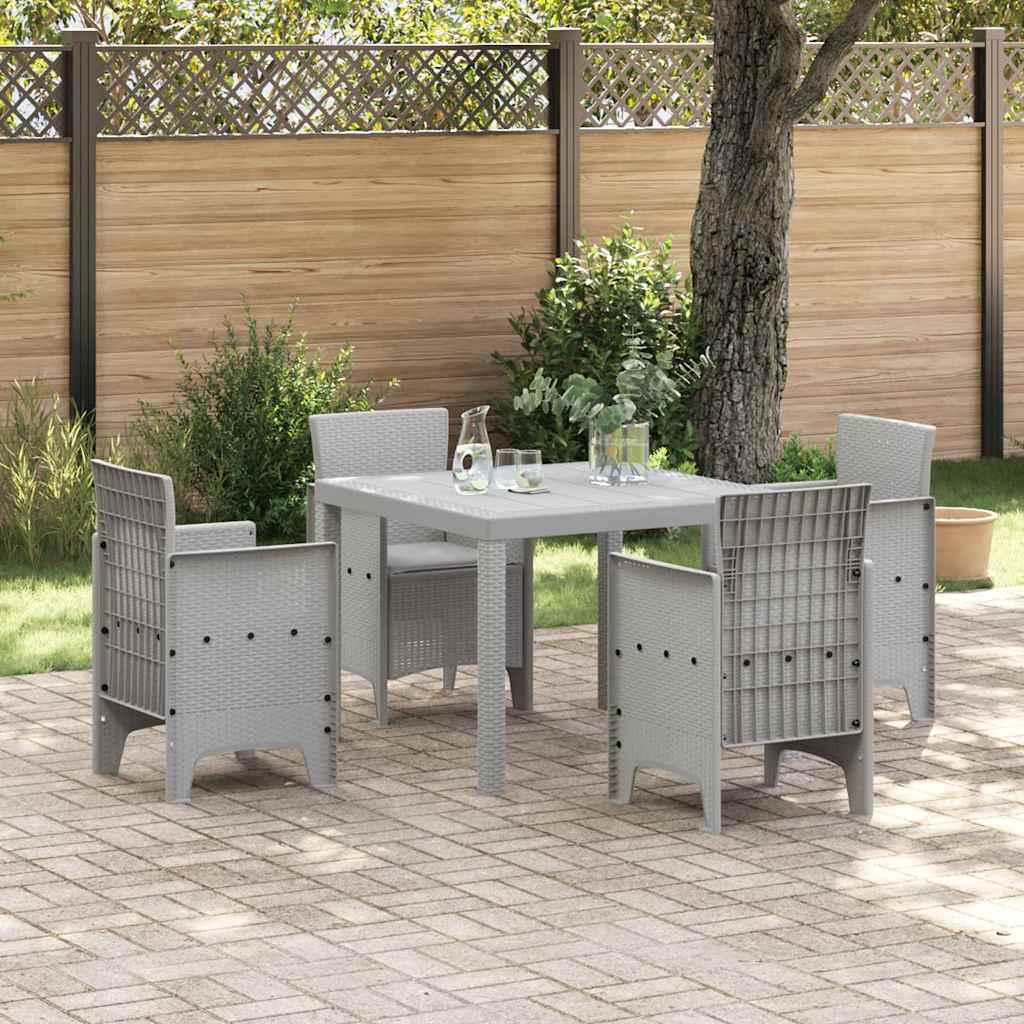 Garten Essgruppe 5 pcs Hellgrau Polt Rattan