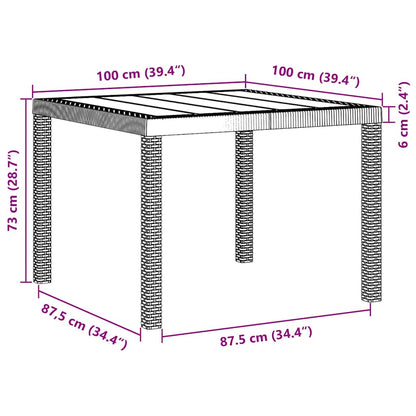 Garten Essgruppe 5 pcs Hellgrau Polt Rattan
