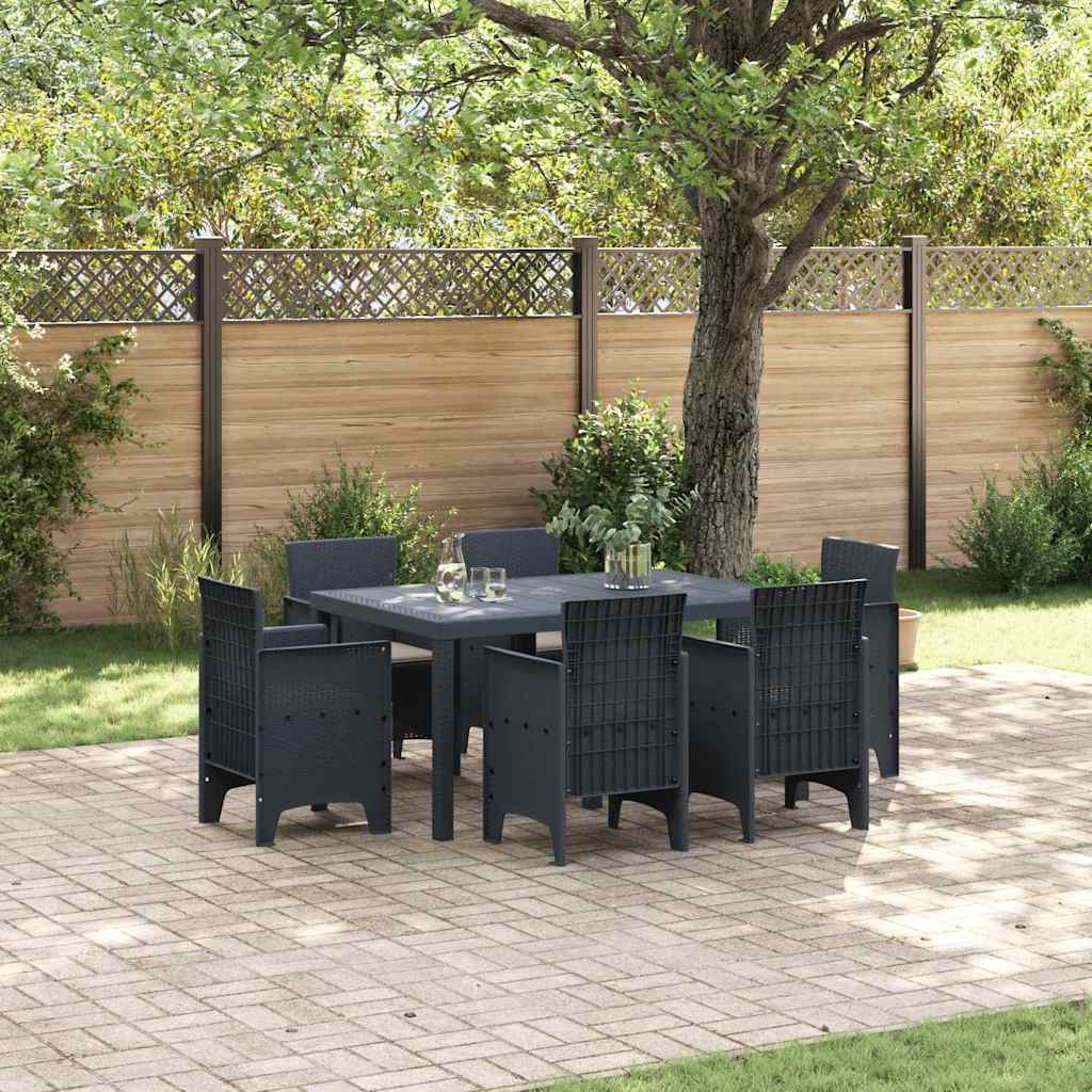 Garten Essgruppe 7 pcs Anthrazit Polt Rattan